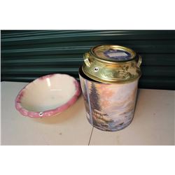 Houston Harvest Dairy Can, Ceramic Bowl, Yarn, Etc