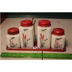 Milk Glass: Salt, Pepper, Flour & Sugar Glasses