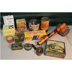 Lot of Assorted Vintage Tins, Boxes & Insecticide Sprayer
