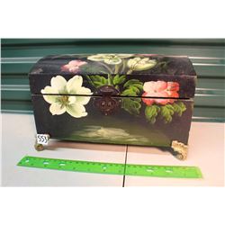 Brass Footed Hand Painted Dome Top Chest