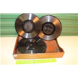 5 Thick Edison Gramophone Records In A Wooden Dovetailed Box