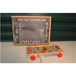 Children Toys: Building Blocks & Chalk Board