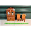 Image 1 : Folk Art Child's Toy Armoir & Two Chairs