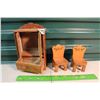 Image 2 : Folk Art Child's Toy Armoir & Two Chairs