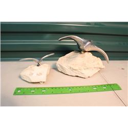 Two Swan Decorative Pieces (Aluminum on Stone)