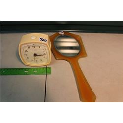 French Ivory USSR Allegro 4 Jewel Clock W/ Large Hand Mirror