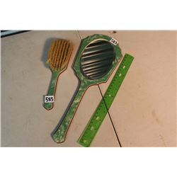 Dresser Hand Mirror & Matching Brush