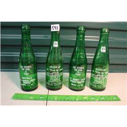 2 Drewry Bottles & 2 7 Up Bottles