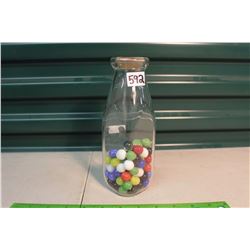 Milk Bottle W/Assorted Marbles and Cap