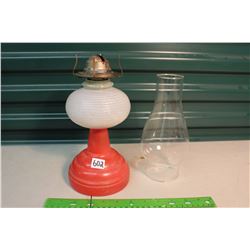 Antique Swirl Coal Oil Lamp W/Chimney