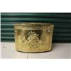 Image 1 : Brass Fireplace Wood Box (Scuttle)(Embossed)(19"x14"x14")