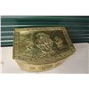 Image 3 : Brass Fireplace Wood Box (Scuttle)(Embossed)(19"x14"x14")
