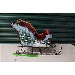 Large Tin Folk Art Sleigh Decoration