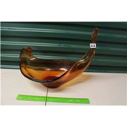 1960s Amber Art Glass Bowl