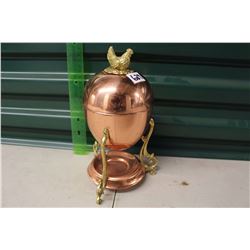 Copper & Brass Server W/Chicken Finacle