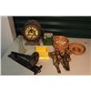 Image 1 : Lot of Misc. (Metal Clock, Candle Holder, 4 Cast Iron Figurines, Sea Shells, Etc)