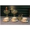 Image 1 : Two Lamps, Ornament Set & Three Cups w/ Matching Saucers