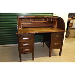 Wooden Roll Top Desk (48”x30”x45” Tall)