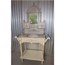 Ornate Washstand w/Mirror (38”x19”x73” Tall)