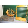 Image 1 : Gun Rack (24”x37”), Wooden Boat (25” Long) & Metal Trunk (30”x17”x9”)