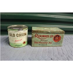 Old Chum Tobacco Tin & Ridgeways ltd Tea Tin