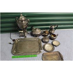 Lot of Silverware (10 Pieces) w/Tupperware Tub