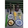 Image 1 : Lot of Glassware (Plates, Bottles, Brushes, Etc)