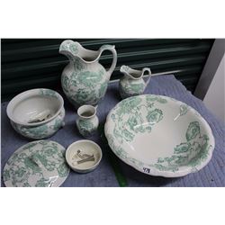 Pitcher & Basin w/Matching Pieces (Broken Bowl)