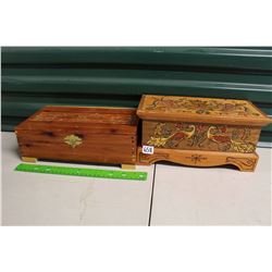 Ethnic Carved Box & Carved Cedar Box