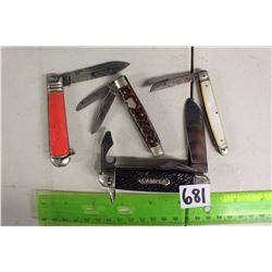 Pocket Knives (4)(Slovakia, Camper, Ireland, Mother of Pearl & West German)