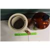 Image 2 : Crockery Water Dispenser w/Wooden Spigot & Brown Glass Dispenser
