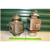 Image 2 : Pair of Kerosene Buggy Carriage Lanterns (Broken Glass)