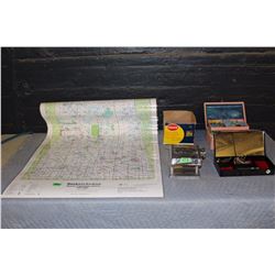 Saskatchewan Map, Pasta Maker & 2 Jewelry Boxes W/ Costume Jewelry