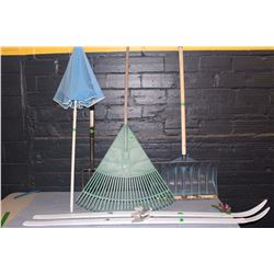 Skies, Snow Shovel, Rake, Potato Fork, Little Tikes & Umbrella