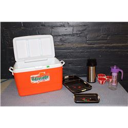 Gatorade Cooler, Thermos (2) & Serving Trays