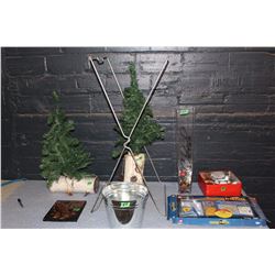 Galvanized Pail & Board Game Misc