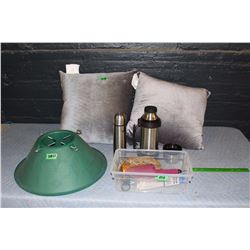 Cushions (2), Thermos (2), Garden Tools & Christmas Tree Stand