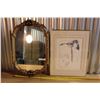 Image 1 : Framed Art Piece & Decorative Mirror