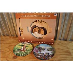 Lot of Decorative Plates (3) & Cake Server