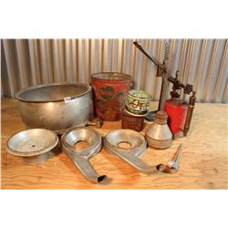 Misc Lot (Blow Torch, Bottle Caper, Creamer Parts, Wax Tins, Etc)