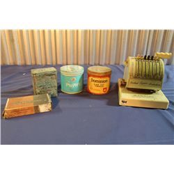 Tobacco Tins (3) & Paymaster Check Writer