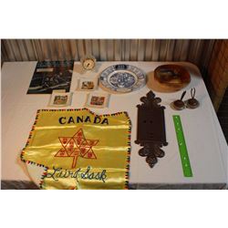 Lot of Misc. Adult Joke Ashtrays, Canadian Boy Magazine, 1965, 1929 Plate, Centennial Fabric