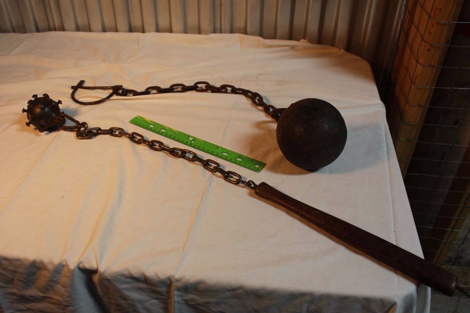 Antique Ball And Chain And Antique Flail Bodnarus Auctioneering