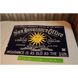 Porcelain Sun Insurance Office Sign, Wear, Touched Up