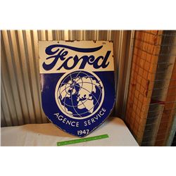 Porcelain Ford Agence Service Sign, DS, 1947 Dated, Reproduction