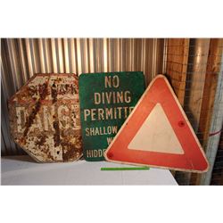 Signs (3) (Danger, No Diving Permitted, Caution