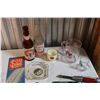 Image 4 : Lot Of Misc. (Bottles, Radio, Ashtrays, Glasses, Map Etc)