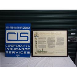 Metal CIS Sign W/ Canadian Bill Of Rights