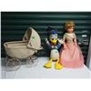 Image 1 : Doll Carriage W/ Donald Duck Doll And Additional Doll