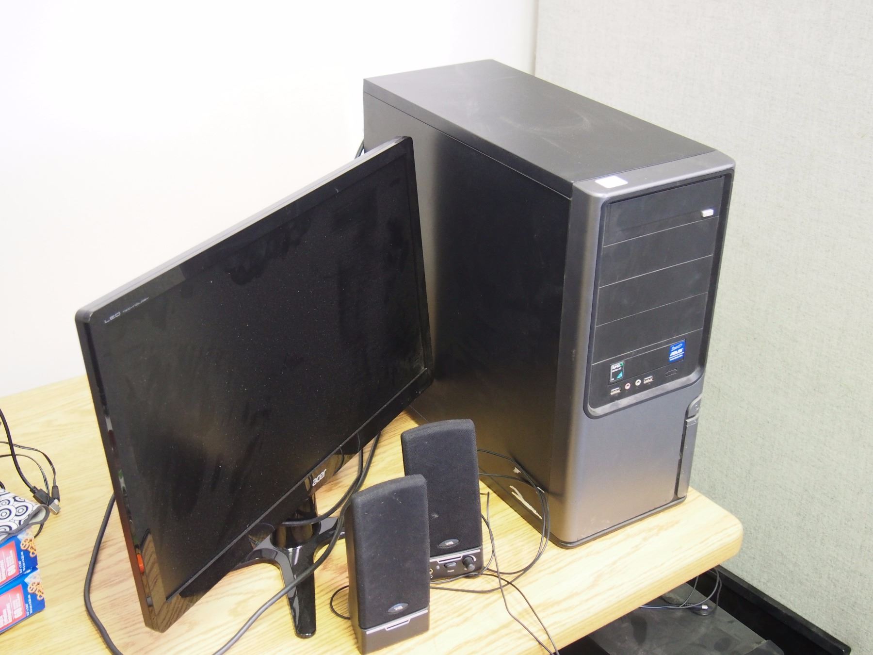 Computer Tower, Monitor, And Speakers